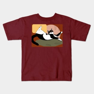 Cute Tuxedo cat want a belly rub  Copyright TeAnne Kids T-Shirt